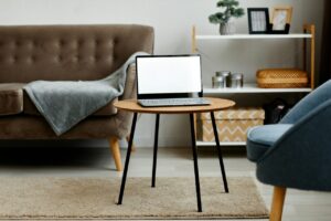 laptop mockup in living room